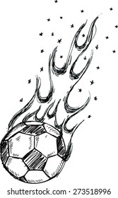 Sketch of  Soccer ball on fire