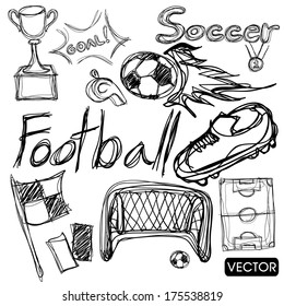 Sketch Of Soccer Football Elements