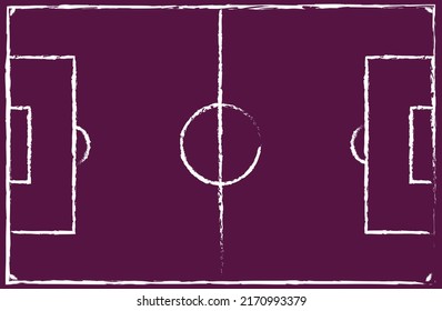 Sketch of a Soccer Football field in true dimensions in vector art in the colors of the Qatar flag 