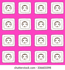 Sketch socket in vintage style, vector seamless pattern