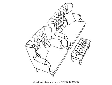 sketch of sofa and armchair vector
