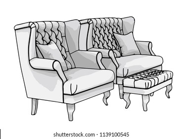 Sketch Sofa Armchair Vector Stock Vector (Royalty Free) 1139100545 ...