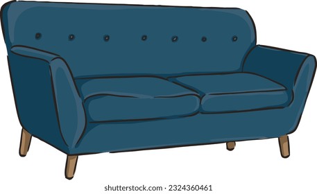 A sketch of a sofa in dark color. Vector illustration