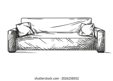 Sketch sofa isolated on white background. Vector illustration