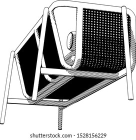 sketch of a sofa with pillows with a hatching white background vector
