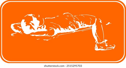 Bosquejo de alguien durmiendo una mesa con combinación de silueta color marrón sobre fondo blanco - ilustración Vector gráfico