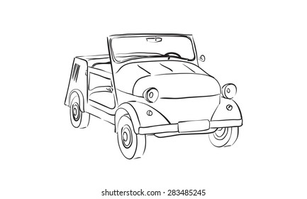 sketch of Soviet old-timer car