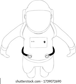 sketch of spaceman in zero gravity vector