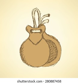 Sketch spanish castanet in vintage style, vector