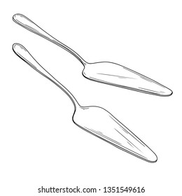 Sketch spatula for cakes, knife blade for cake. Vector.