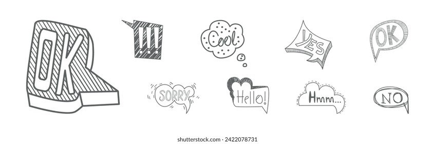 Sketch Speech Bubble with Cool Text Vector Set