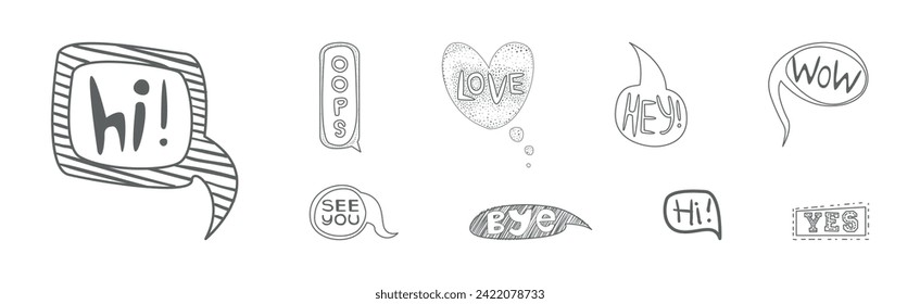 Sketch Speech Bubble with Cool Text Vector Set