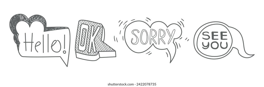 Sketch Speech Bubble with Cool Text Vector Set