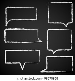 Sketch of speech bubbles chalked on black