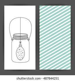 Sketch sphere inside mason jar icon. Merry Christmas season and decoration theme. Card of two pages design. Vector illustration
