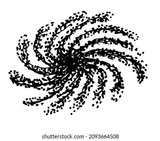 Sketch of the Spiral galaxy. Milky way. Galaxy with stars isolated on white background.