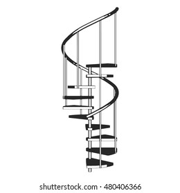 Sketch Spiral  ladder isolated. Side view.  Vector illustration on a white background.