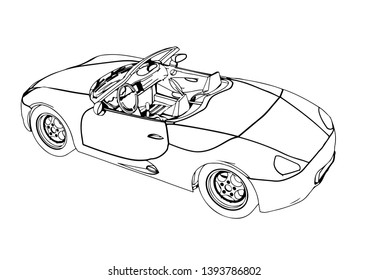 sketch of sport car on white background vector