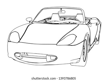 sketch of sport car on white background vector