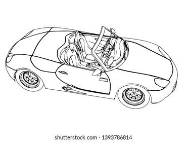 sketch of sport car on white background vector