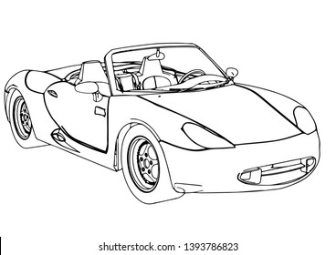 sketch of sport car on white background vector