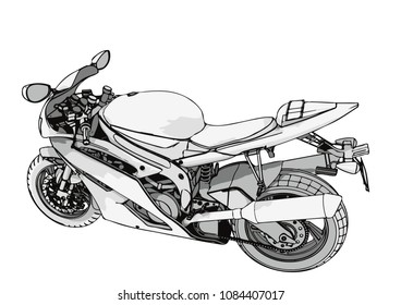 sketch of a sport motorcycle vector