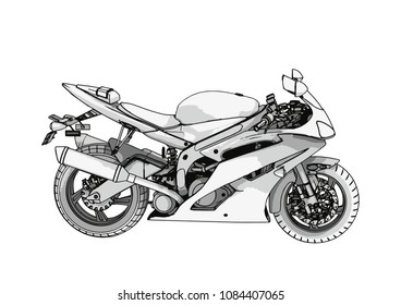 sketch of a sport motorcycle vector