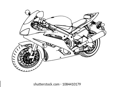 sketch of a sport motorcycle vector