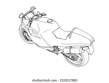 sketch sport motorcycle vector
