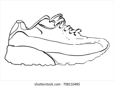 Sketch Sport Shoes Sneakers Vector Illustration Stock Vector (Royalty ...