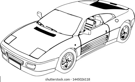 Sketch Sports Car On White Background Stock Vector (Royalty Free ...