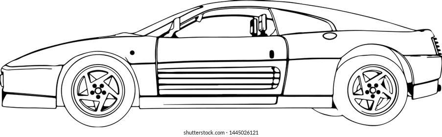 Sketch Sports Car On White Background Stock Vector (Royalty Free ...