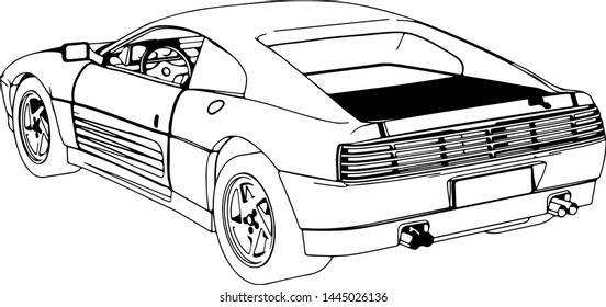 Sketch Sports Car On White Background Stock Vector (Royalty Free ...