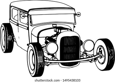 sketch of a sports car roadster isolated vector