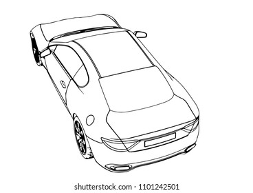 sketch sports car vector