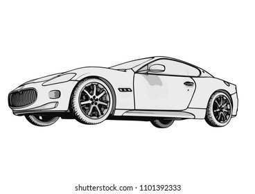 sketch sports car vector