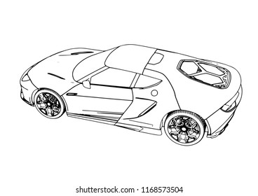 sketch of a sports car vector