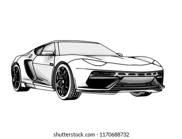 sketch of a sports car vector