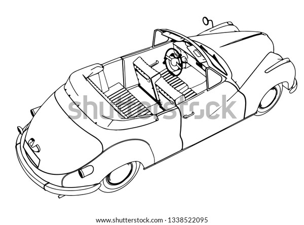 sketch sports retro car\
vector\
