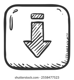 Sketch Square Button with Download Icon
