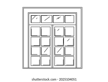 Sketch Square Glass Window Residential House Stock Vector (Royalty Free ...