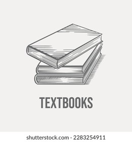 Sketch stack of books textbooks for school. Hand-drawn on a light background. Vector