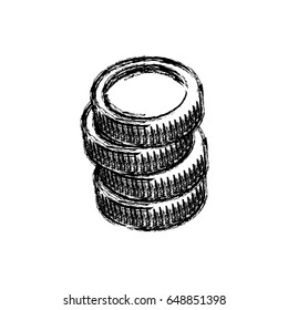 sketch stack coins money crrency icon