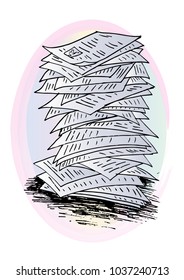 Sketch of stack of work papers
