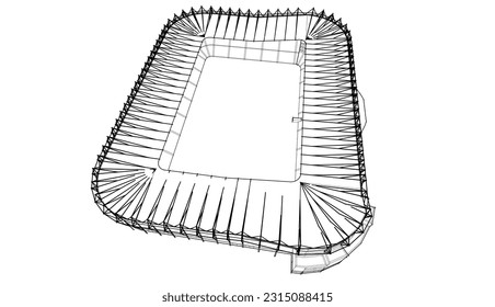 Skizze eines Stadions 3D-Illustration