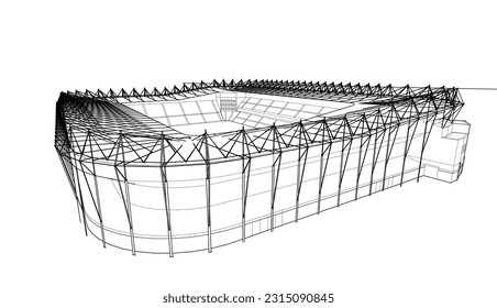 sketch of a stadium 3d illustration