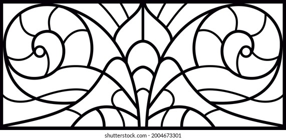 Skizze eines Buntglasfensters. Vektorgrafik. Abstrakter Buntglashintergrund. Jugendstil-Einrichtung für die Inneneinrichtung. Geometrisches traditionelles Muster. Luxuriöses modernes Interieur. Vorlage für Design.