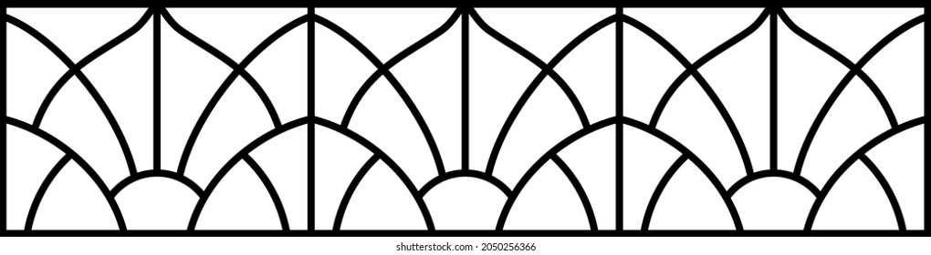 Sketch of a stained glass window. Vector. Abstract stained-glass background. Art Nouveau decor for interior. Geometric traditional pattern. Luxury modern interior. Template for design.	