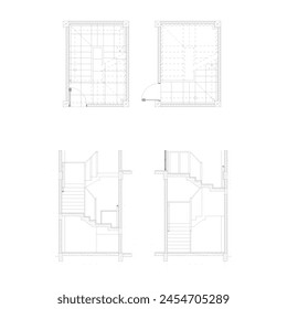 sketch of stair plans and concrete stair sections