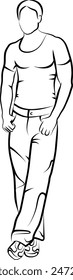 sketch of standing man, vector illustration 
